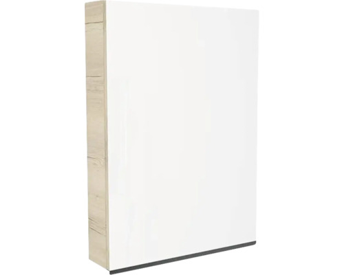 Spiegelschrank Devo Viva 2.0 1-türig 60x15x85 cm Anschlag rechts oak halifax white Regalkorpus mit Holzeffekt und weißer Front