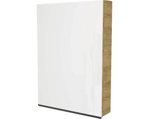 Spiegelschrank Devo Viva 2.0 1-türig 60x15x85 cm Anschlag links natural hickory Weißer Wandschrank mit Holzstruktur