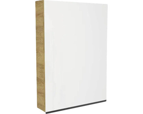 Spiegelschrank Devo Viva 2.0 1-türig 60x15x85 cm Anschlag rechts natural hickory Weißer Hochschrank mit Holzstruktur