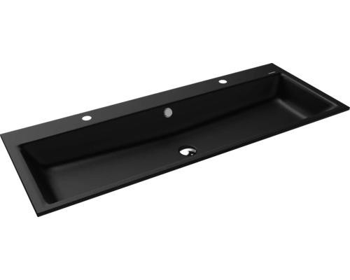 Doppel-Einbauwaschbecken Kaldewei Puro 120x46 cm schwarz matt emailliert perleffekt Rechteckiges Aufsatzwaschbecken für das Badezimmer