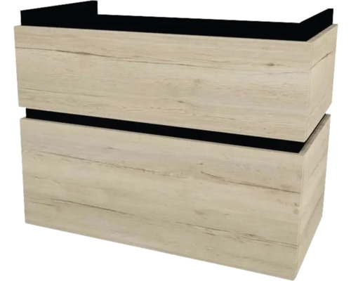 Waschbeckenunterschrank Devo Viva 2.0 84x66x44 cm ohne Waschbecken nuss hell Waschtischunterschrank mit Holzdekor