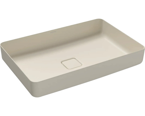 Aufsatzwaschbecken Kalswwei Miena 58x38 cm warm beige 20 matt emailliert perleffekt Rechteckiges Aufsatzwaschbecken
