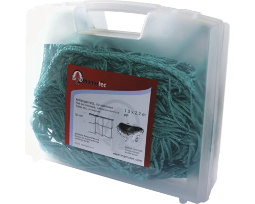 Anhängernetz in einer transparenten Aufbewahrungsbox, Größe 1,5 x 2,2 Meter