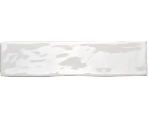 Steingut Wandfliese Loft 7,5x30 cm weiß glänzend Weiße, längliche Fliese