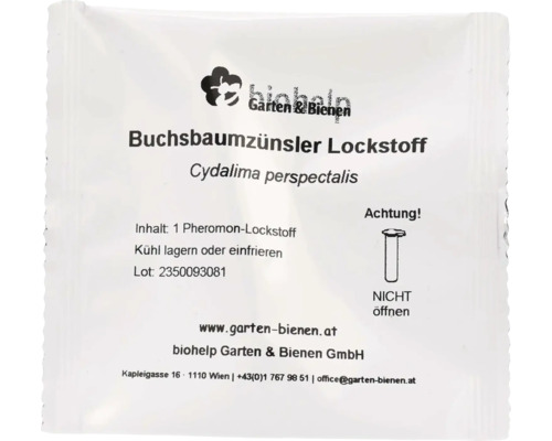 Lockstoff für Biohelp Buchsbaumzünsler-Trichterfalle Verpackung Buchsbaumzünsler Lockstoff