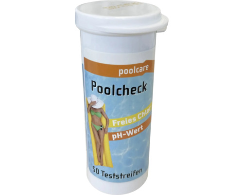 Poolcheck Teststreifen zur Bestimmung von freiem Chlor und pH-Wert, Packung mit 50 Stück