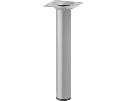 Tarrox Tischbein rund Ø 30 x 200 mm, silber Möbelfuß aus Metall mit quadratischer Montageplatte