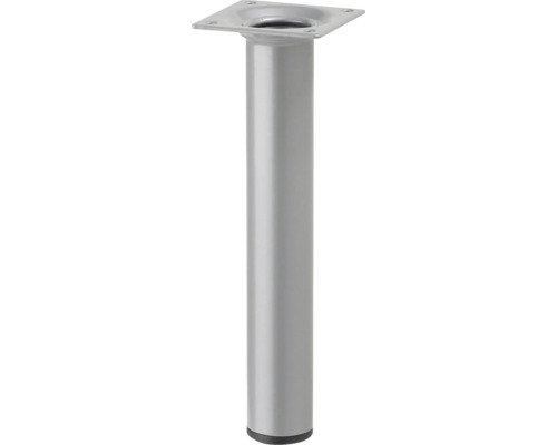 Tarrox Tischbein rund Ø 30 x 300 mm, silber Möbelfuß aus Metall mit quadratischer Montageplatte
