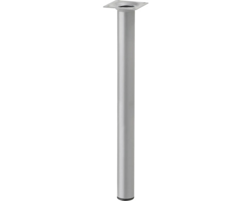 Tarrox Tischbein rund Ø 30 x 600 mm, silber Möbelfuß aus Metall mit quadratischer Montageplatte