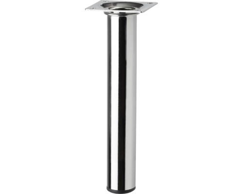 Tarrox Tischbein rund Ø 30 x 200 mm, chrom Möbelfuß aus Metall mit quadratischer Montageplatte