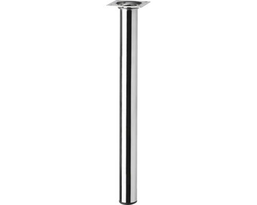 Tarrox Tischbein rund Ø 30 x 400 mm, chrom Möbelfuß aus Metall mit quadratischer Montageplatte