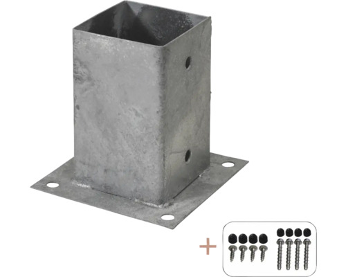 Pfostenträger aus Metall mit Schrauben