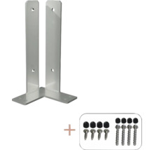 Pfostenhalter mit Schrauben und Abdeckkappen