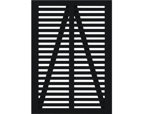 Einzeltor PLUS Harmoni 100 x 140 cm RAL 9005 schwarz Holzfensterladen mit horizontalen Lamellen und diagonalen Verstrebungen