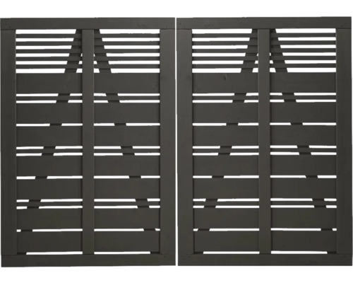 Doppeltor PLUS Silence 200 x 140 cm RAL 7022 grau Zwei graue Holztore mit horizontalen Lamellen
