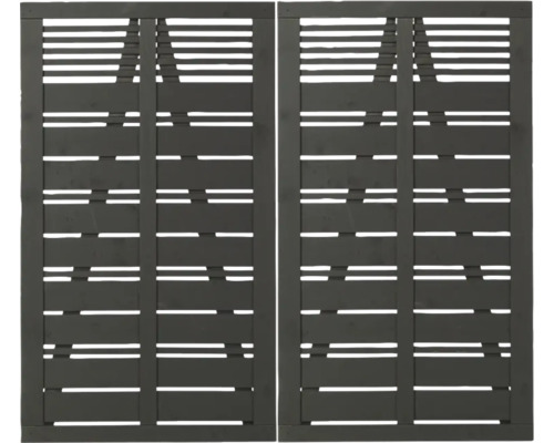 Doppeltor PLUS Silence 200 x 170 cm RAL 7022 grau Zwei Holzzaunelemente mit horizontalen Latten