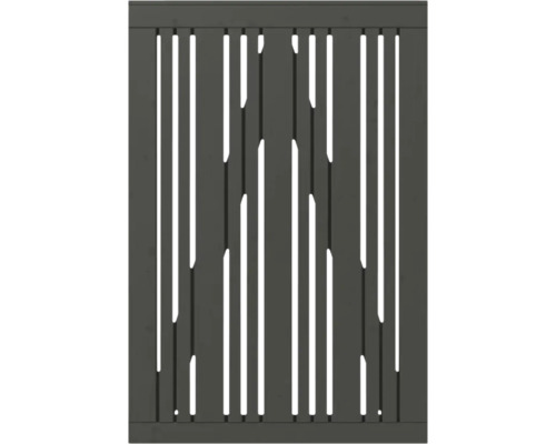 Einzeltor PLUS Tangent 95 x 140 cm RAL 7022 grau Sichtschutzelement aus Aluminium mit vertikalen Streben und Aussparungen