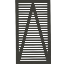 Illustration eines Fensterladens mit horizontalen Lamellen und Dreiecksverstrebung