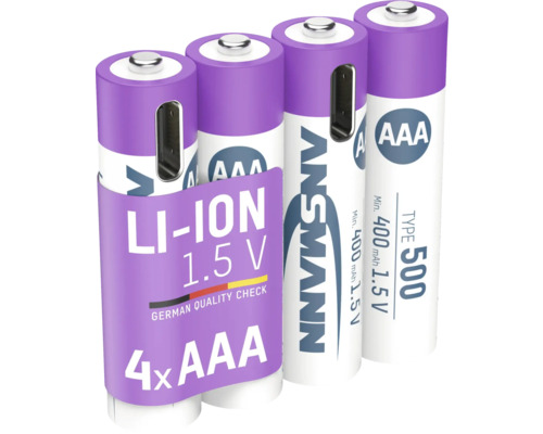 Ansmann 4er-Pack AAA-Lithium-Ionen-Batterien mit 1,5 Volt