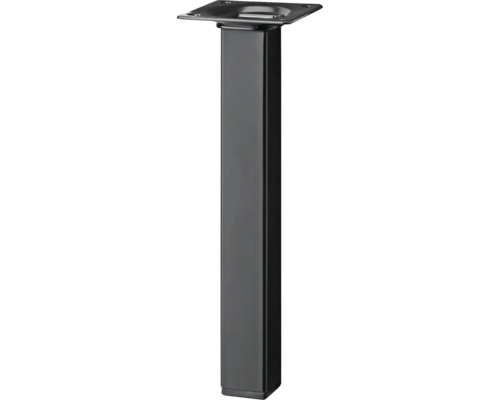 Tarrox Tischbein vierkant 25 x 25 x 100 mm, schwarz Tischbein aus Metall mit quadratischem Querschnitt und Montageplatte
