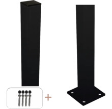 Zaunpfosten Set mit Pfostenkappe, Schrauben und Fußplatte