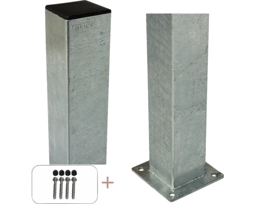 Pfostenanker mit Schrauben und Abdeckung