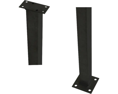 Zwei Tischbeine aus Metall mit Montageplatten