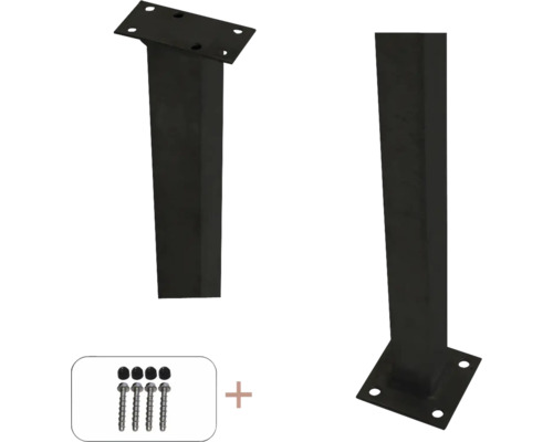 Stahlpfosten PLUS mit Sockel 4,5 x 4,5 x 103,3 cm für Handlauf inkl. Schrauben schwarz Zwei Tischbeine aus Metall inklusive Schrauben zur Befestigung.