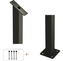 Zwei Pfostenhalterungen aus Metall und Befestigungsmaterial