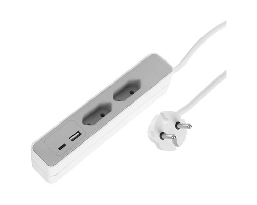 Steckdosenleiste mit zwei Steckdosen und zwei USB Anschlüssen