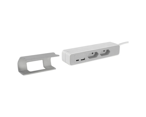 Steckdosenleiste mit USB-Anschluss und Halterung