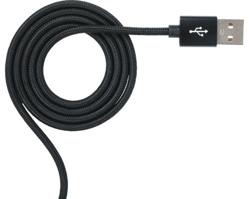Schwarzes USB-Kabel mit geflochtenem Textilmantel