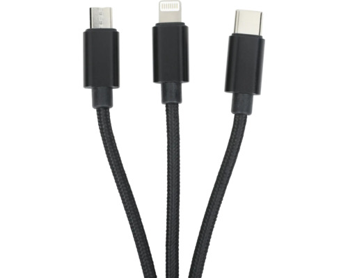 Mehrfach-Ladekabel mit Micro-USB, Lightning und USB-C Anschlüssen