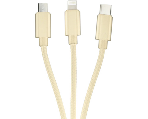 Mehrfachladekabel mit Micro-USB, Lightning und USB-C Anschluss