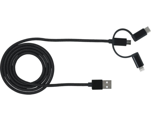 USB Lade- und Datenkabel BE COOL 3 in 1, schwarz IP 20