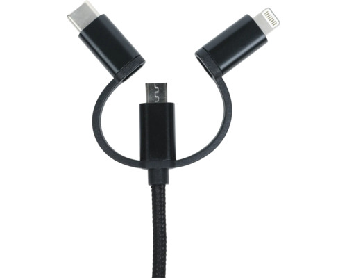 Mehrfach-Ladekabel mit USB Typ C, Micro USB und Lightning Anschluss