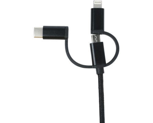Mehrfach-Ladekabel mit USB Typ C, Micro USB und Lightning Anschluss