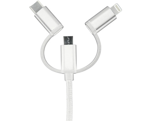 Mehrfachladekabel mit USB-C, Micro-USB und Lightning Anschluss