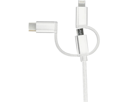 Mehrfachladekabel mit USB Typ C, Micro USB und Lightning Anschluss