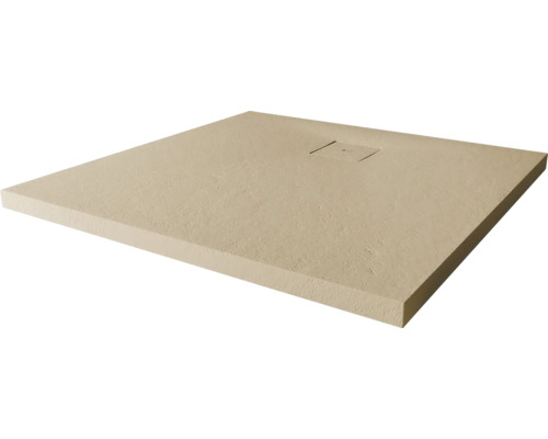 Extraflache Duschwanne Breuer Modern Line Q72 Steinoptik sandstein 100x100x4 cm Quadratische Duschwanne mit Ablauf