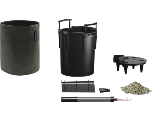 Komplettes Pflanzgefäßset mit Pflanzgefäß, Einsatz, Erd-Bewässerungs-System und Substrat