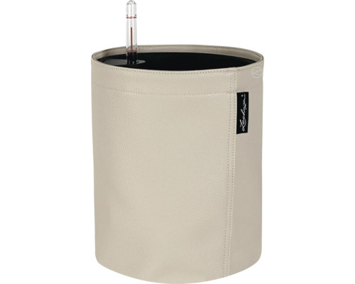 Blumentopf Lechuza Kunstleder 23,2 x 23,2 x 27,2 cm creme Pflanzgefäß mit Wasserstandsanzeiger