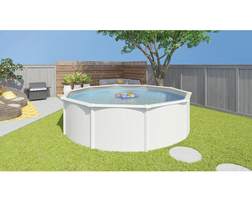 Garten mit Aufstellpool, Grill und Sitzbereich