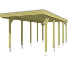Holzcarport mit Flachdach und Pfostenfundamenten
