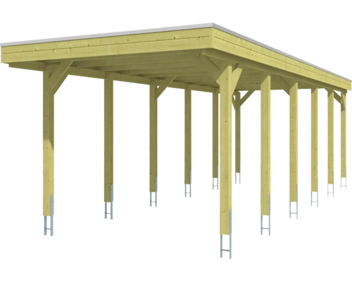 Holzcarport mit Flachdach und Metallankern