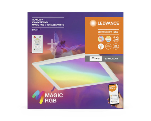 Ledvance Planon Deckenleuchte 450 Millimeter mal 450 Millimeter Magic RGB tunable white mit Fernbedienung
