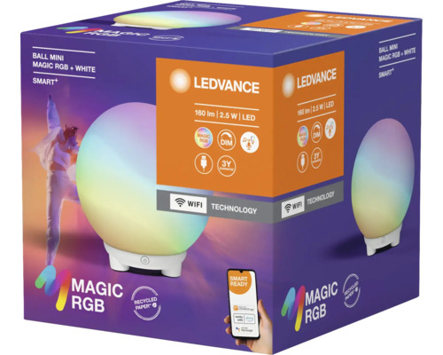 Verpackung einer Ledvance Ball Mini Magic RGB + White Lampe