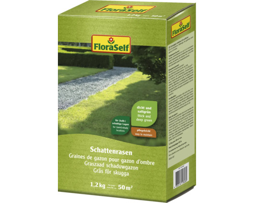 Schattenrasen FloraSelf Rasensamen 1,2 kg für 50 m² Packung Schattenrasen mit 1,2 Kilogramm für schattige Lagen