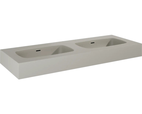 Doppelwaschtisch Jungborn DECEM rechteck 121x46 cm fume matt mit Beschichtung Doppelwaschtisch aus Mineralguss für das Badezimmer