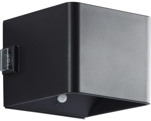 LED Sensor Akku Außenwandleuchte 4 W 300 lm 3000 K HxBxT 8x10,3x10,1 cm Iseo schwarz Kubische Wandleuchte mit Bewegungsmelder für den Außenbereich